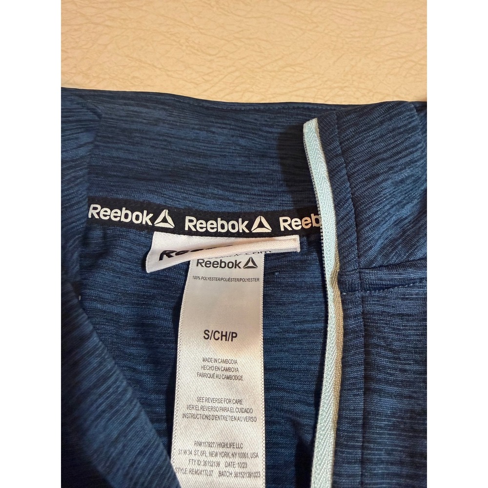 Reebok Mens Blue Space Dye Quarter Zip Pullover Athletic Shirt REM24TTL07 Small